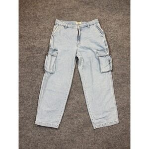 Madewell Low Slung Jeans Womens 31 Cargo Light Wash Blue Baggy Straight Leg